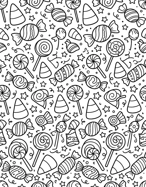 Candy Corn Pattern Halloween coloring page - free printable