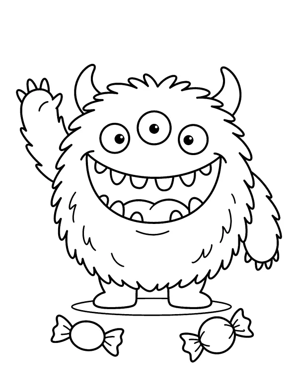 Cute Monster Halloween coloring page - free printable
