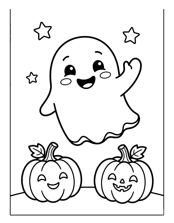 Friendly Ghost Halloween coloring page - free printable