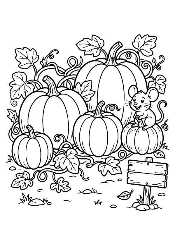 Pumpkin Patch Halloween coloring page - free printable