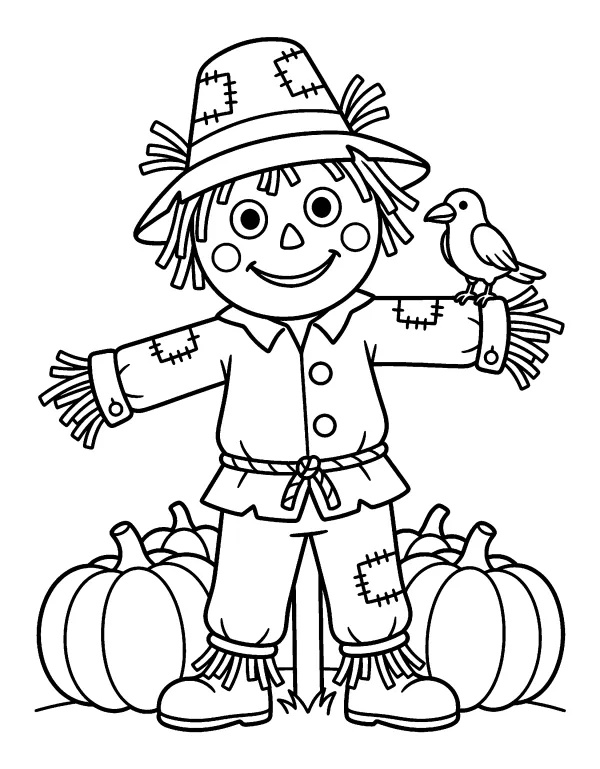 Scarecrow Halloween coloring page - free printable