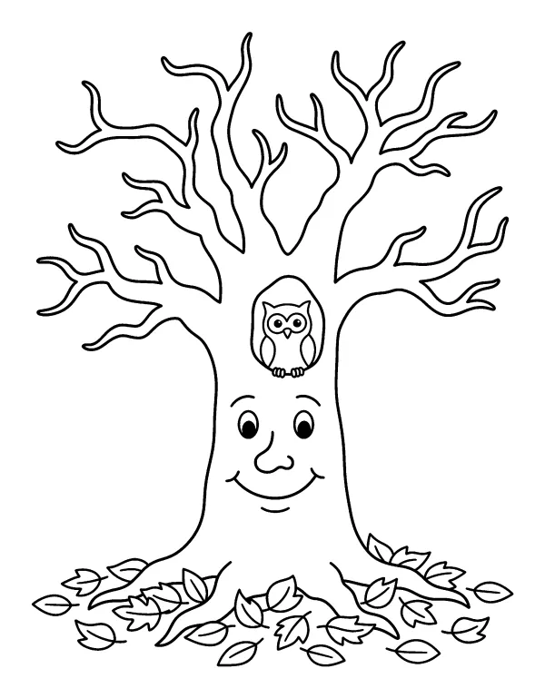 Spooky Tree Halloween coloring page - free printable