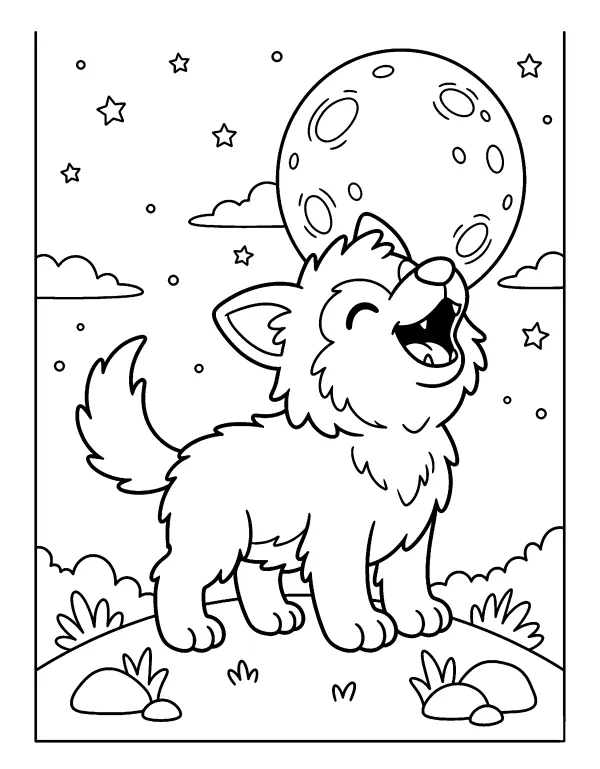 Werewolf Pup Halloween coloring page - free printable