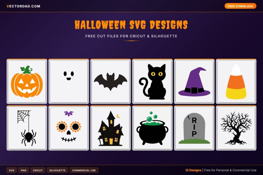 Free Halloween SVG Designs for Cricut and Silhouette - 12 spooky cut files