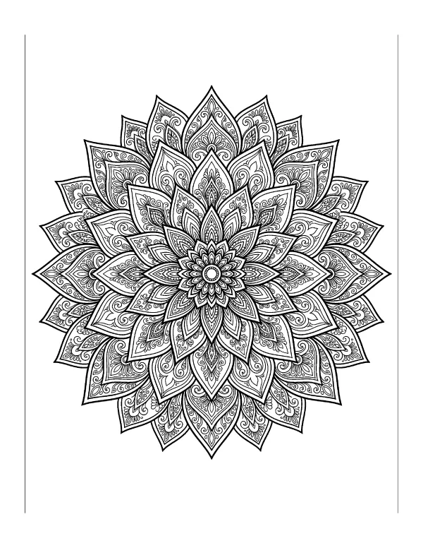 Dahlia mandala coloring page - free printable