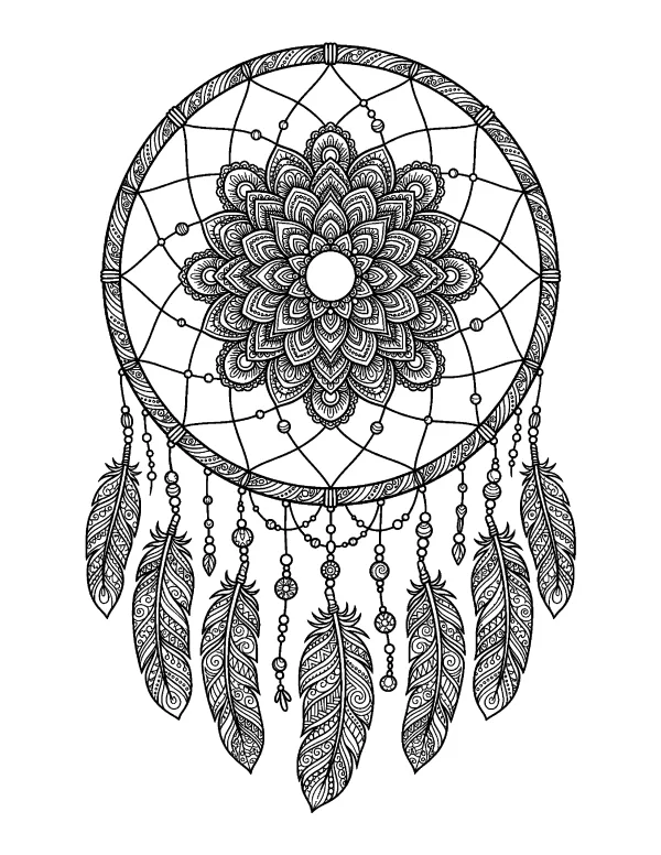 Dreamcatcher mandala coloring page - free printable