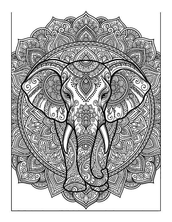 Elephant mandala coloring page - free printable