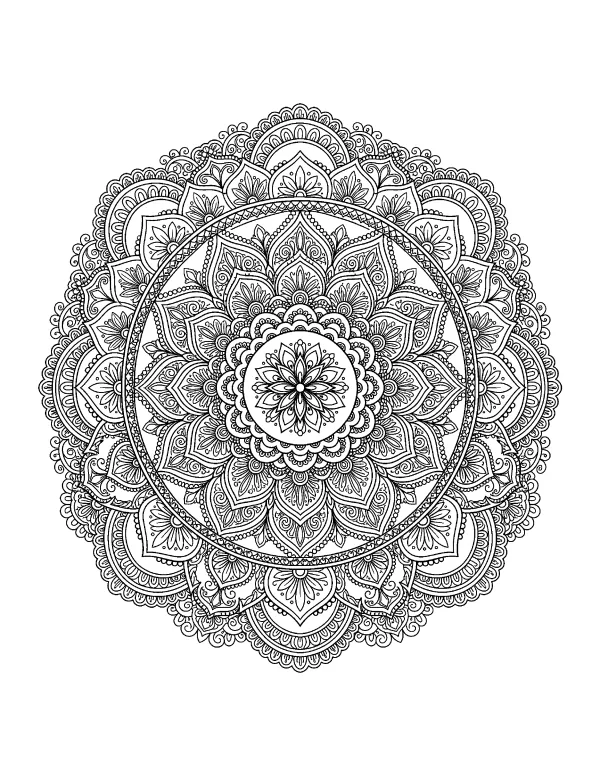 Classic Geometric mandala coloring page - free printable
