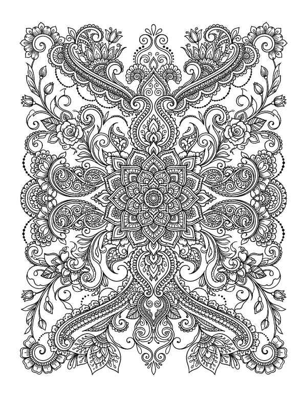 Henna mandala coloring page - free printable