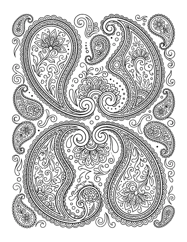 Paisley mandala coloring page - free printable