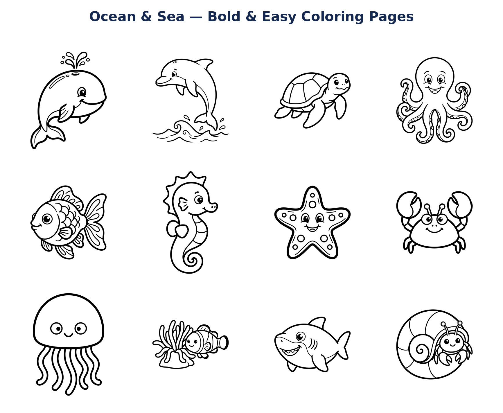 Ocean bold and easy coloring pages printable