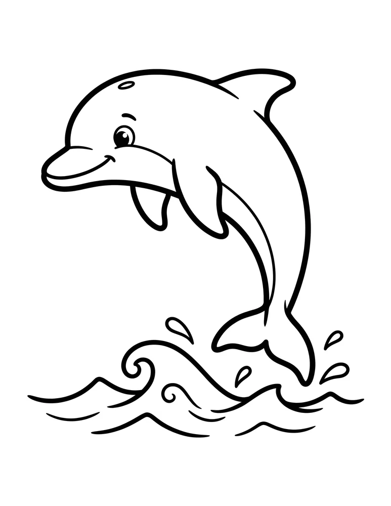Dolphin bold and easy coloring page printable