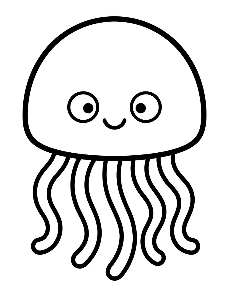 Jellyfish bold and easy coloring page printable