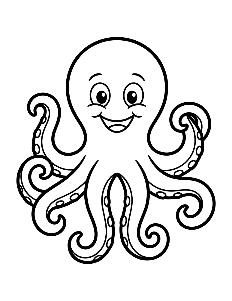 Octopus bold and easy coloring page printable
