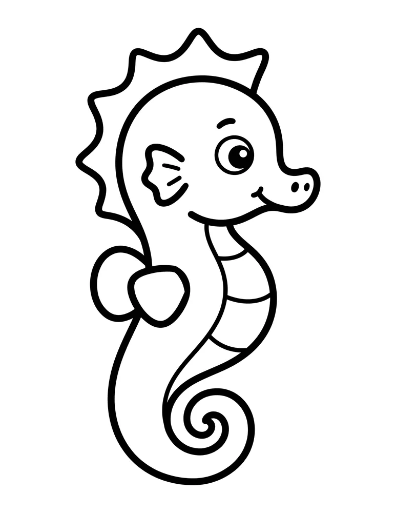 Seahorse bold and easy coloring page printable