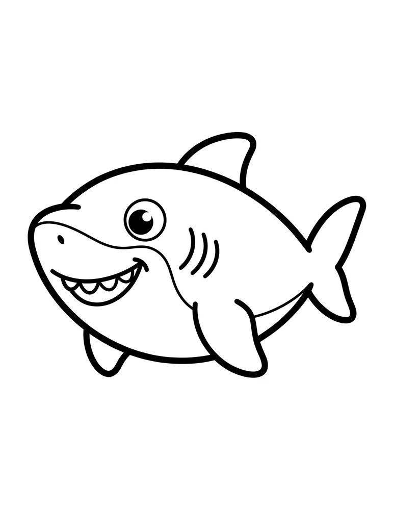 Shark bold and easy coloring page printable