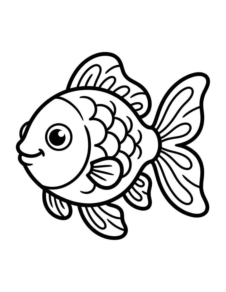 Tropical Fish bold and easy coloring page printable