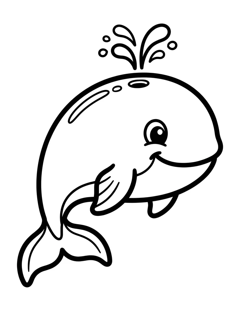 Whale bold and easy coloring page printable