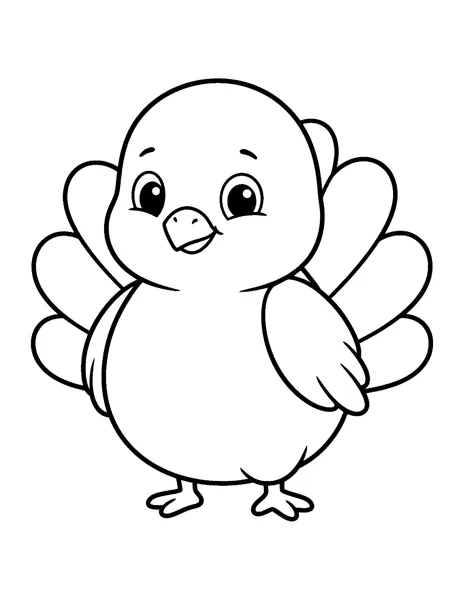 Cute Cartoon Turkey Thanksgiving coloring page - free printable