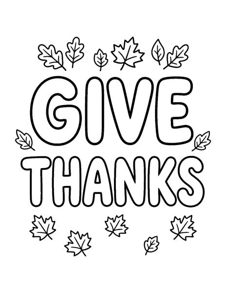 Give Thanks Lettering Thanksgiving coloring page - free printable