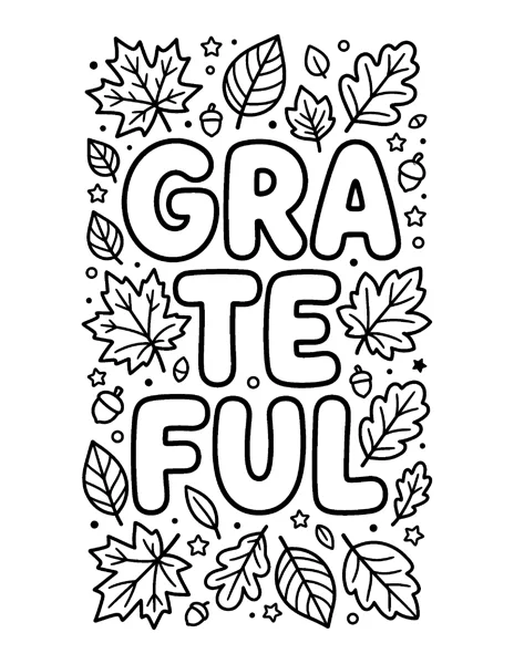 Grateful Lettering Thanksgiving coloring page - free printable