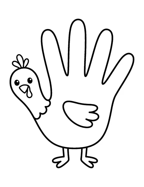 Handprint Turkey Thanksgiving coloring page - free printable