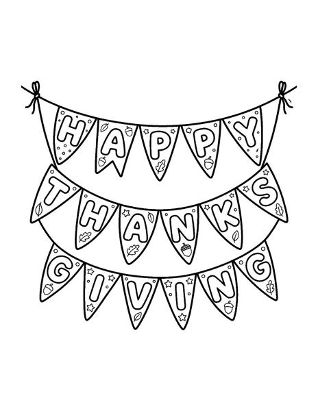 Happy Thanksgiving Banner Thanksgiving coloring page - free printable