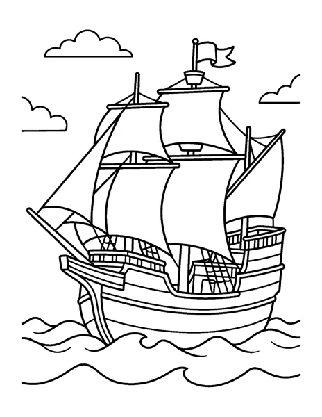 Mayflower Ship Thanksgiving coloring page - free printable