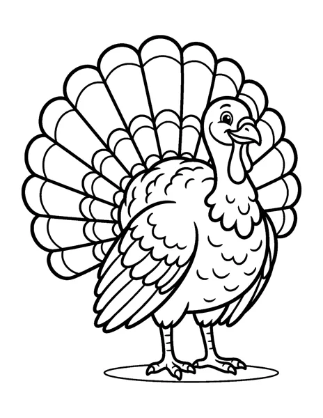 Turkey Thanksgiving coloring page - free printable
