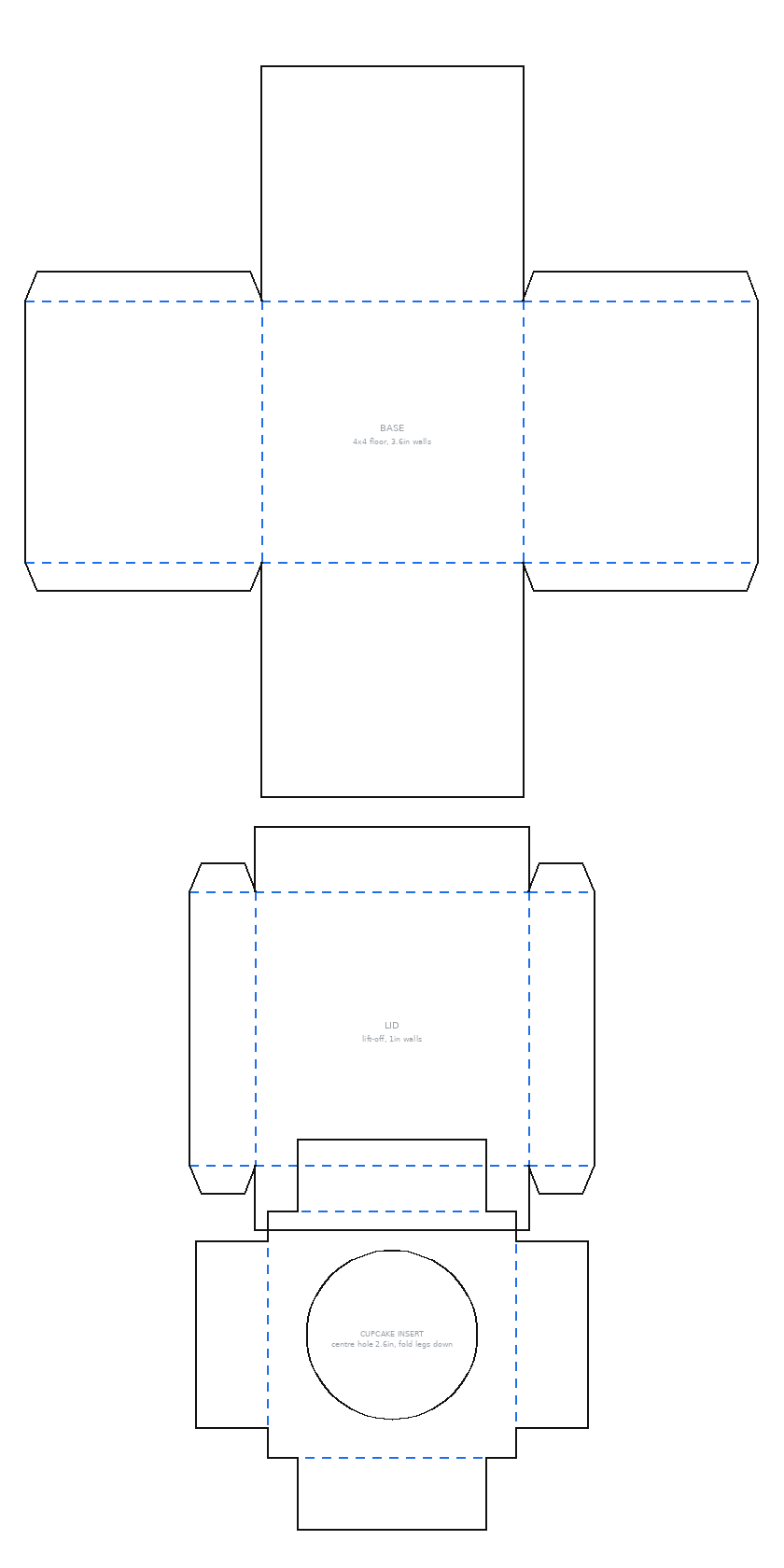 Single (4 in) flat dieline cut and score