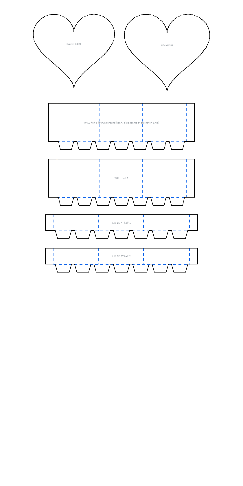 Small (4 in) flat dieline cut and score