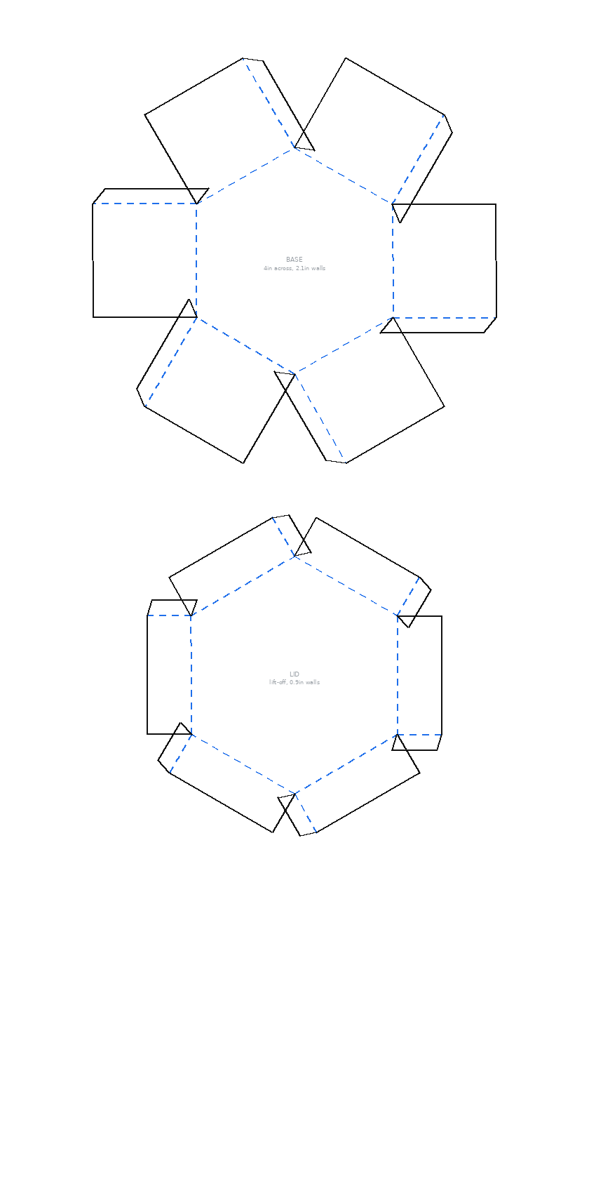 Large (4 in) flat dieline cut and score