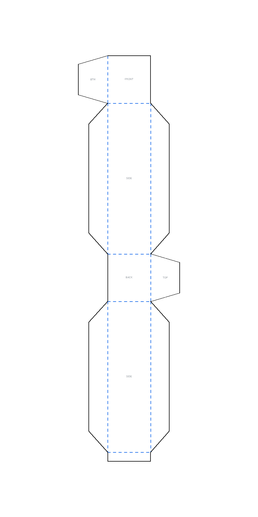 Six-count (7 in) flat dieline cut and score