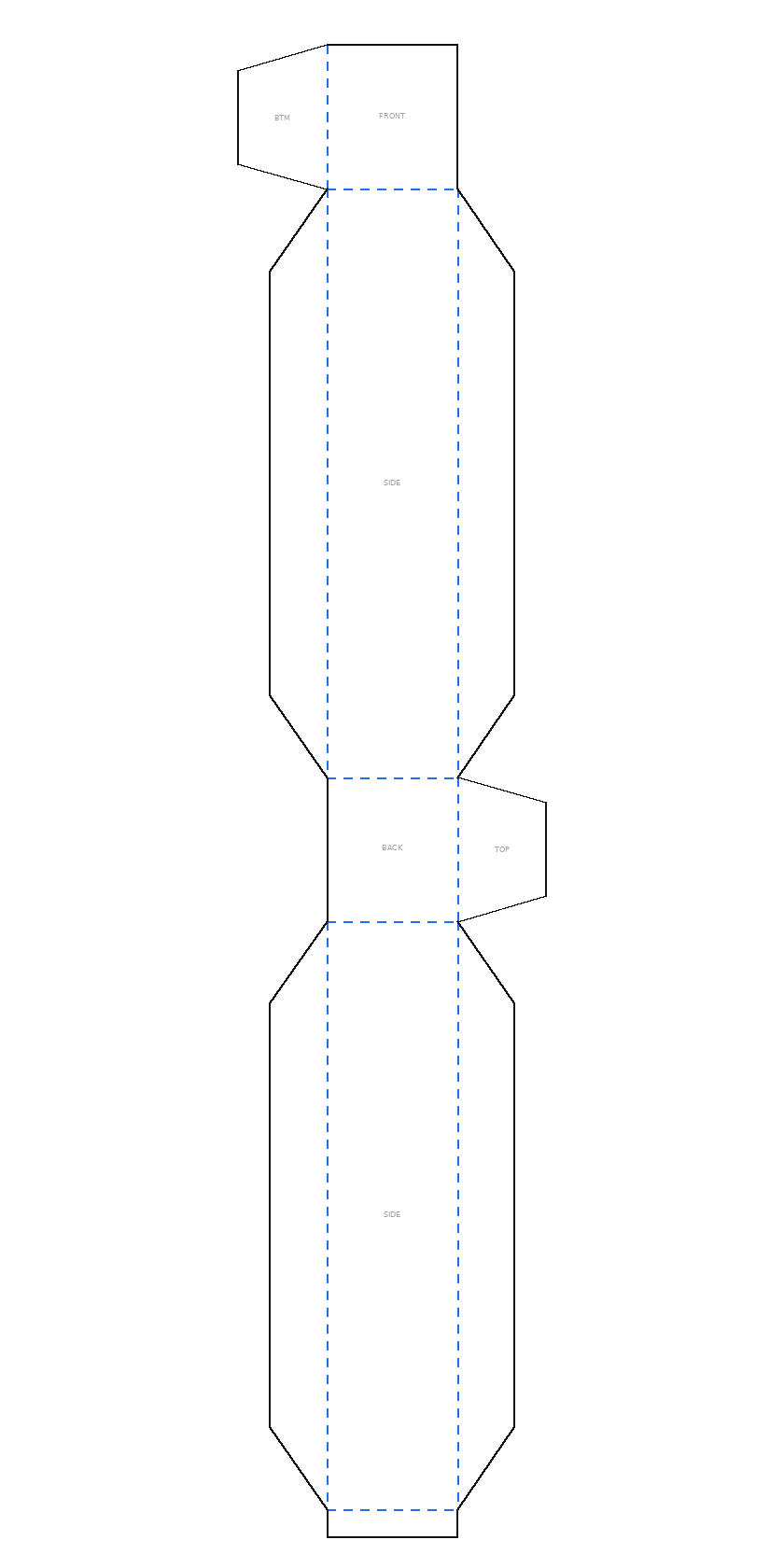 Twelve-count (9 in) flat dieline cut and score