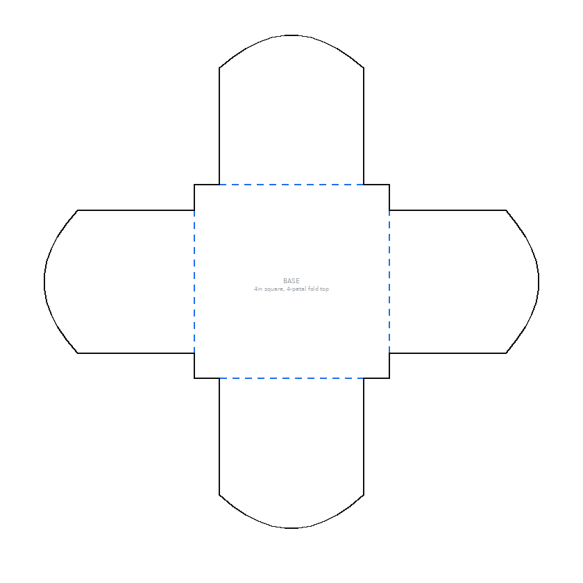 Single (4 in) flat dieline cut and score