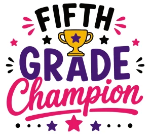 Fifth grade champion Back to School quotes, Back to School sayings, SVG, Cricut crafts, First day of school, Teacher, Kids, T-shirt, Classroom, Free, Download