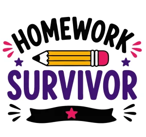 Homework survivor Back to School quotes, Back to School sayings, SVG, Cricut crafts, First day of school, Teacher, Kids, T-shirt, Classroom, Free, Download