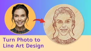 Photo turned into a clean line art outline drawing