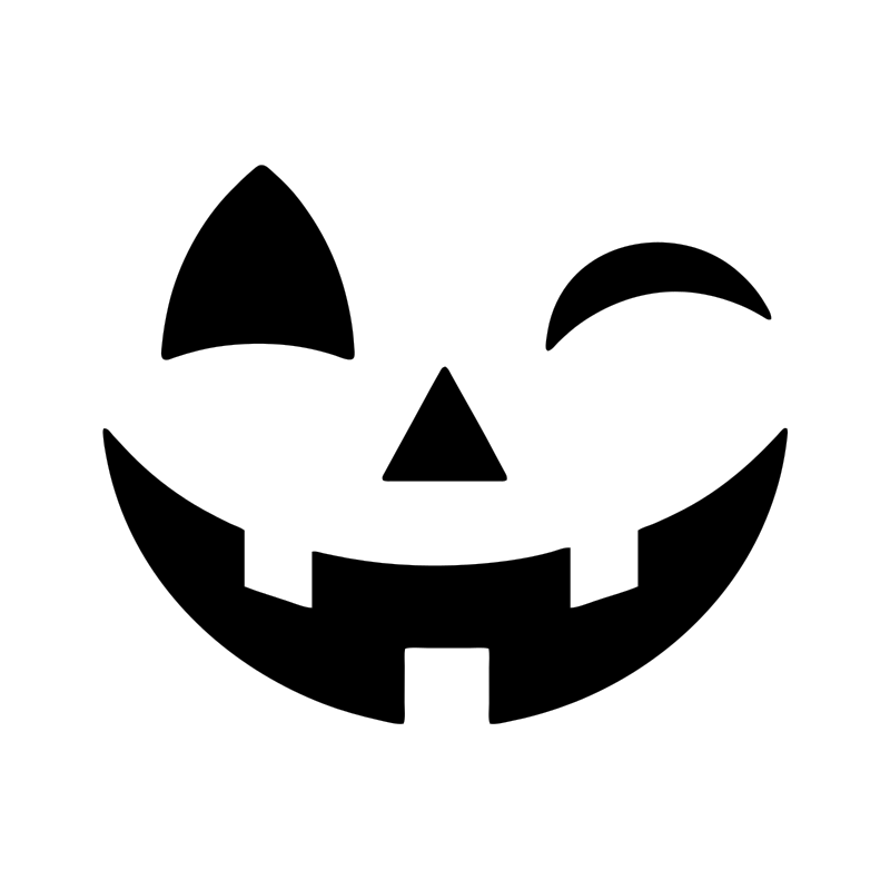 Winking face pumpkin carving stencil, free printable template
