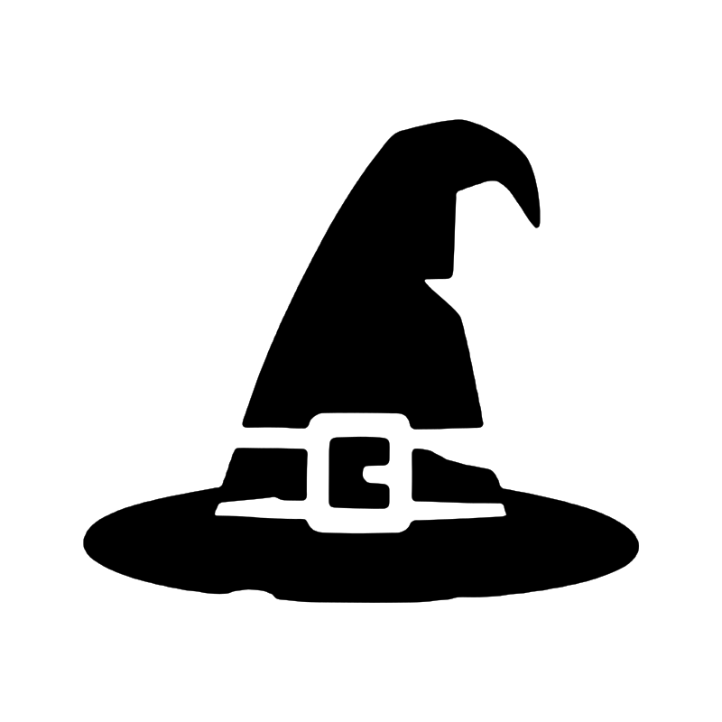 Witch hat pumpkin carving stencil, free printable template