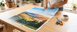 One image split across several printer sheets as a poster