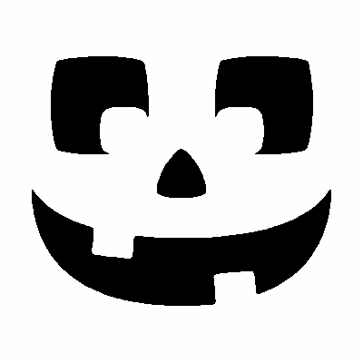 Blocky classic jack-o'-lantern face stencil, free printable pumpkin carving template