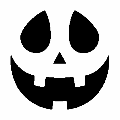 Big toothy smile jack-o'-lantern face stencil, free printable pumpkin carving template