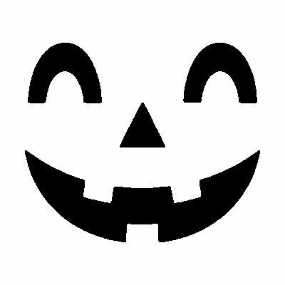 Happy squint jack-o'-lantern face stencil, free printable pumpkin carving template