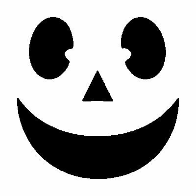Playful smile jack-o'-lantern face stencil, free printable pumpkin carving template