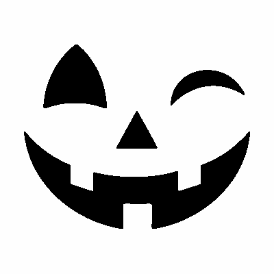 Winking face jack-o'-lantern face stencil, free printable pumpkin carving template