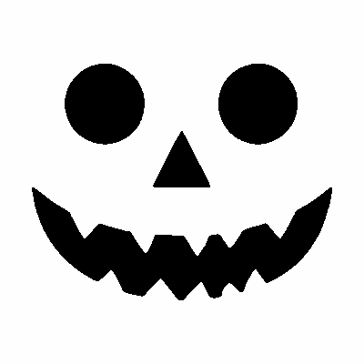 Monster smile jack-o'-lantern face stencil, free printable pumpkin carving template
