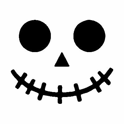 Stitched smile jack-o'-lantern face stencil, free printable pumpkin carving template