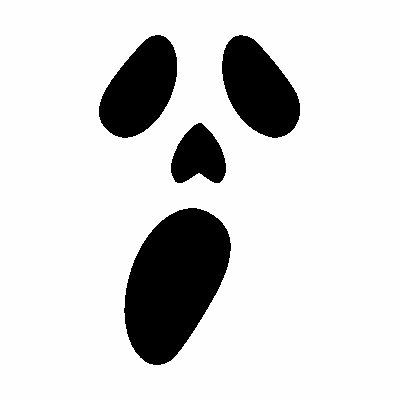 Ghost smiley jack-o'-lantern face stencil, free printable pumpkin carving template