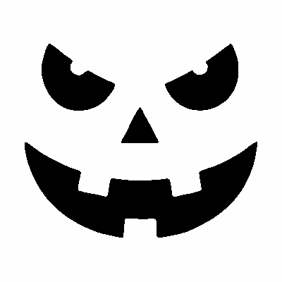 Mischievous grin jack-o'-lantern face stencil, free printable pumpkin carving template
